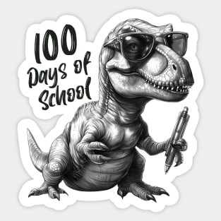 100 days of school T-Rex With Glasses Sticker